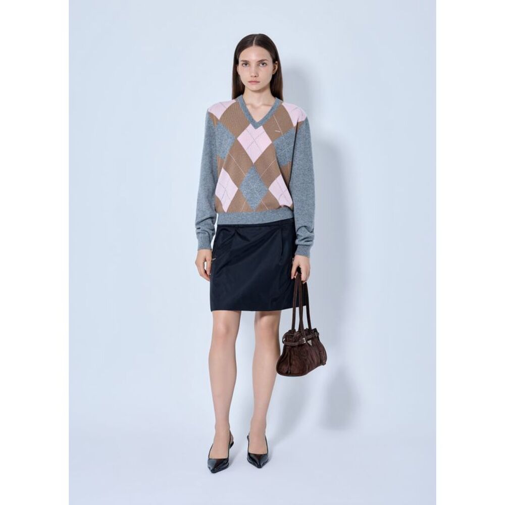 Prada Women Argyle V-Neck Sweater - Picture 2 of 6